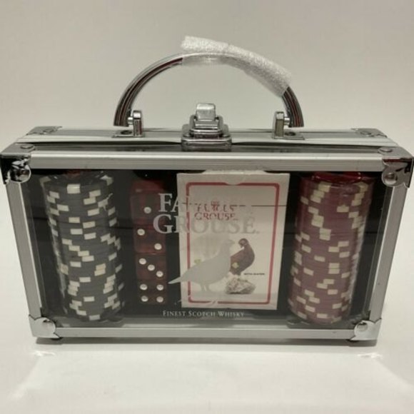 The Famous Grouse Poker Chip Dice Card Set w/Carry Case Brand New - Never Used - Picture 1 of 5